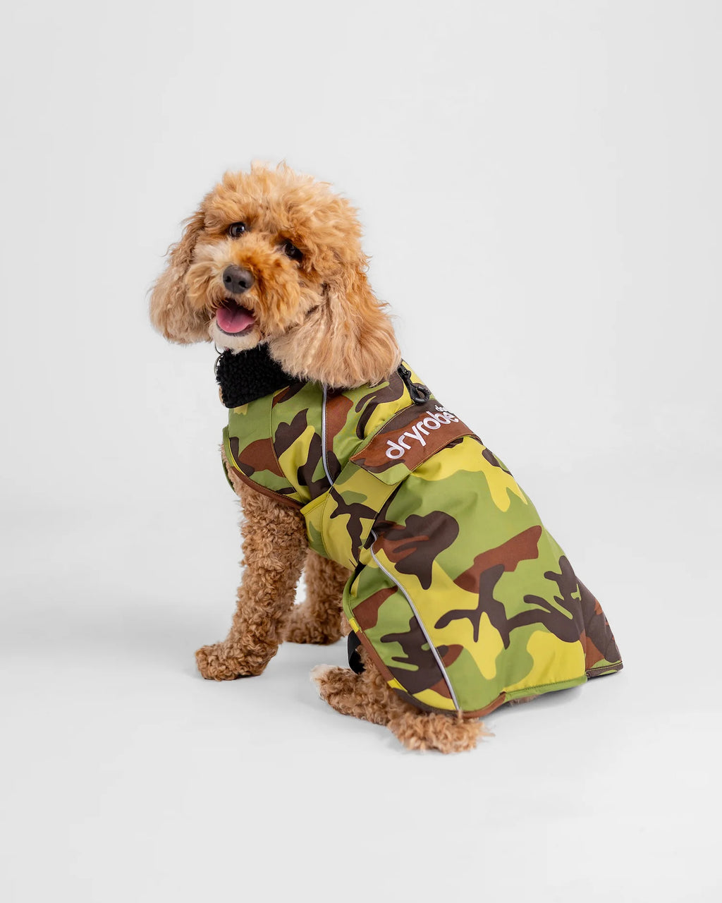 Green Camouflage Black Dog Coat