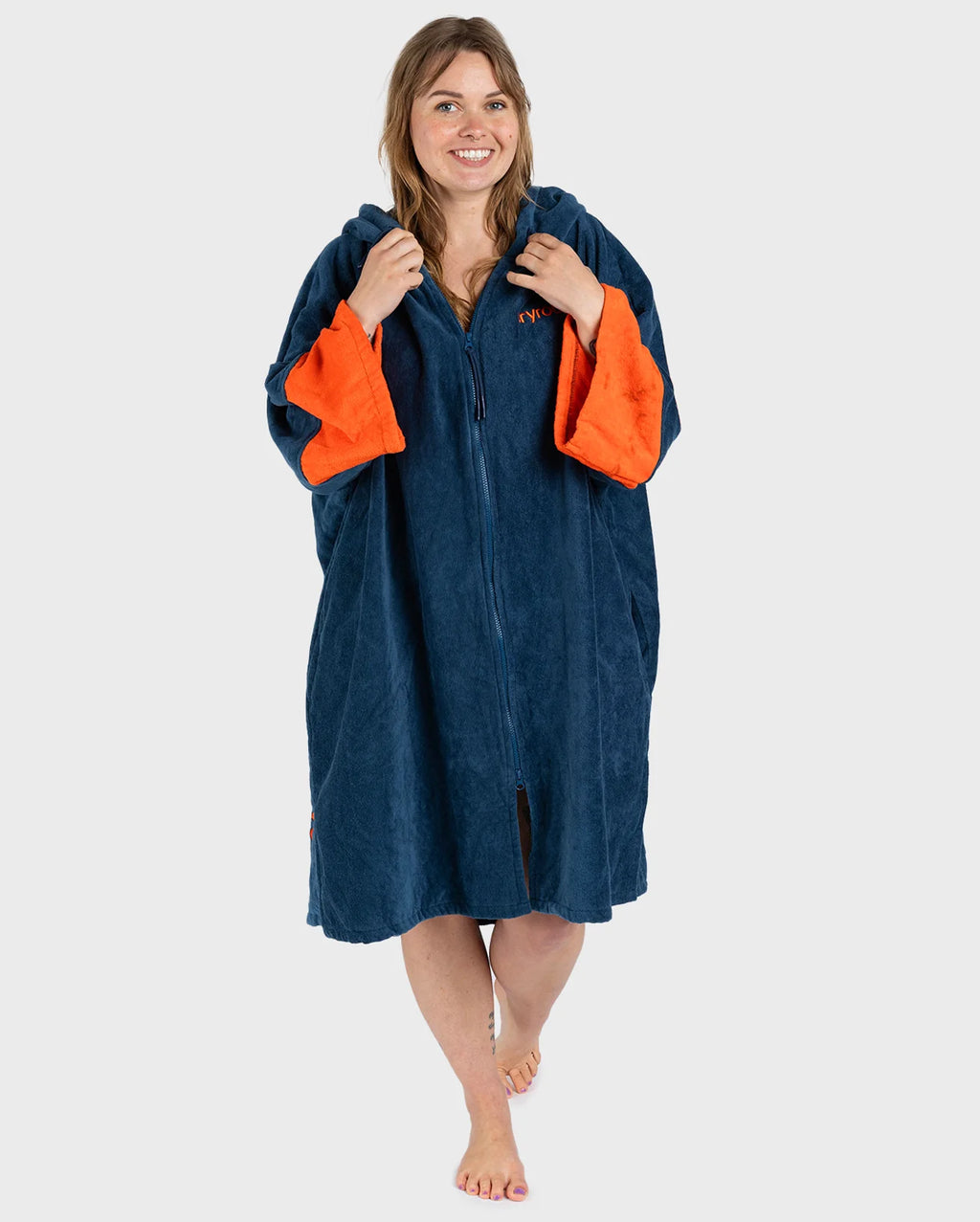 Deep Sea Blue Full-Zip Organic Towel Robe