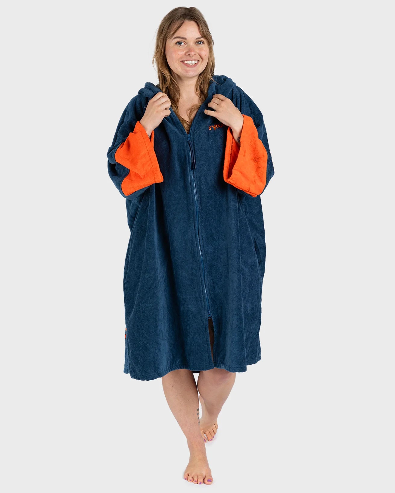Deep Sea Blue Full-Zip Organic Towel Robe