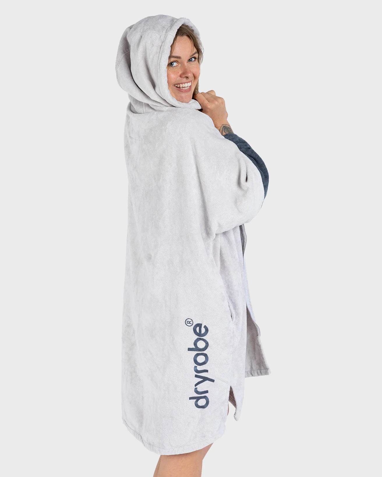 Grey Full-Zip Organic Towel Robe