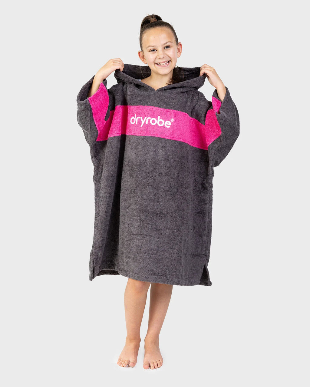 Slate Grey Pink Kids Organic Towel Changing Robe
