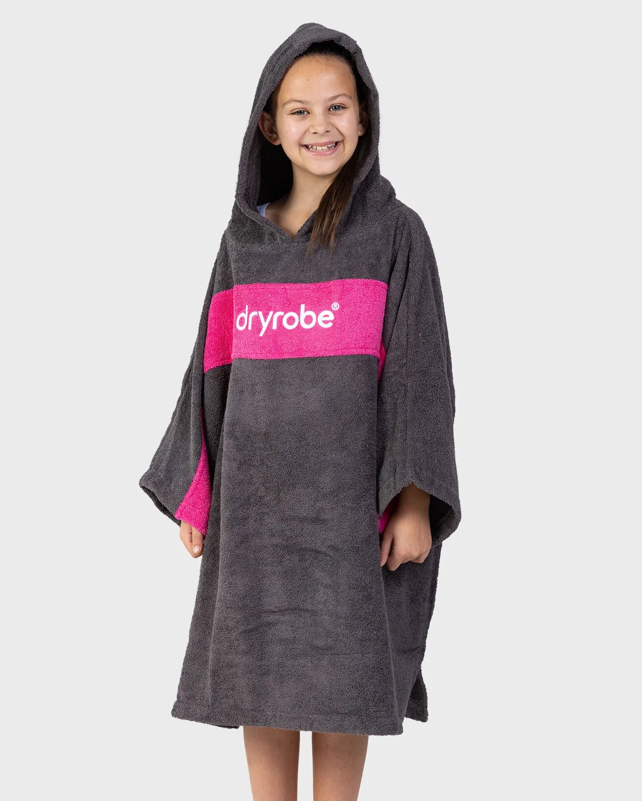 Slate Grey Pink Kids Organic Towel Changing Robe