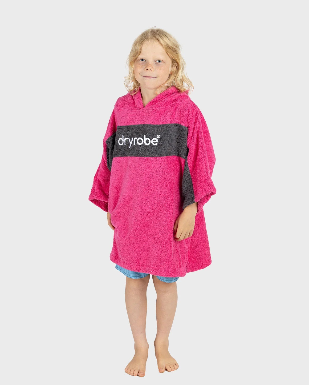 Pink Slate Grey Kids Organic Towel Changing Robe - REMIX