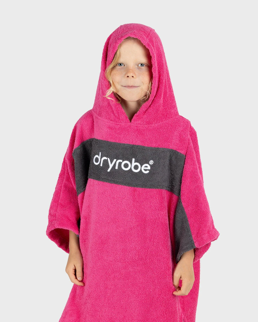 Pink Slate Grey Kids Organic Towel Changing Robe - REMIX