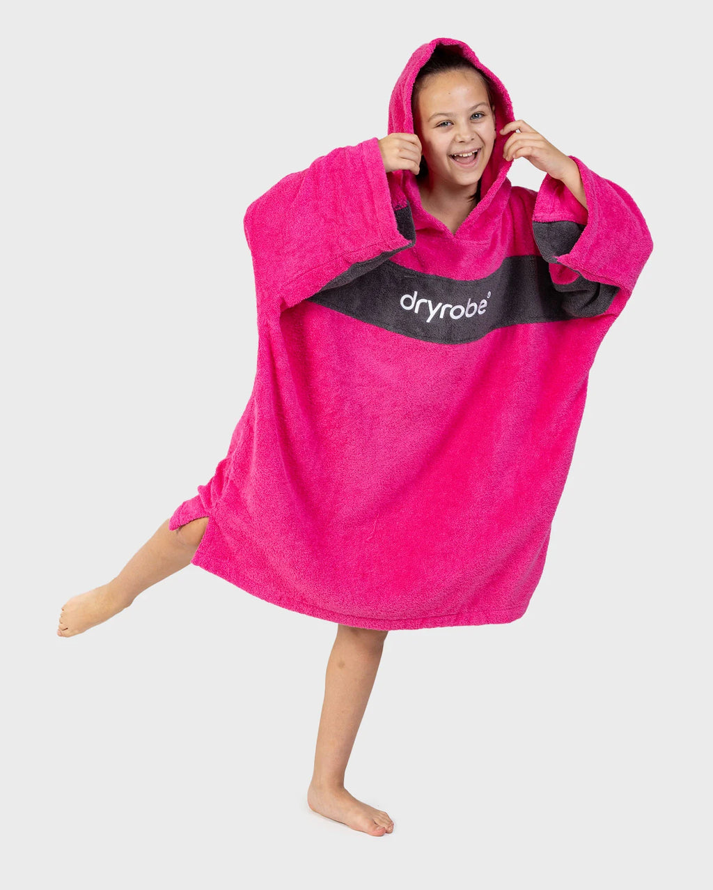 Pink Slate Grey Kids Organic Towel Changing Robe - REMIX