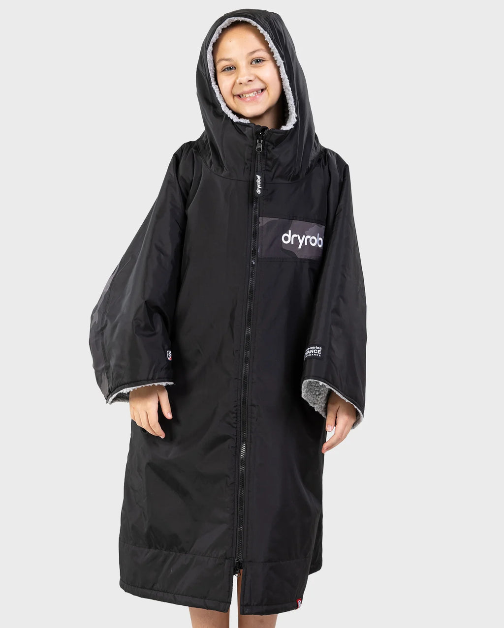 Black Grey Camo Easy-Fit Kids Advance Changing Robe - REMIX
