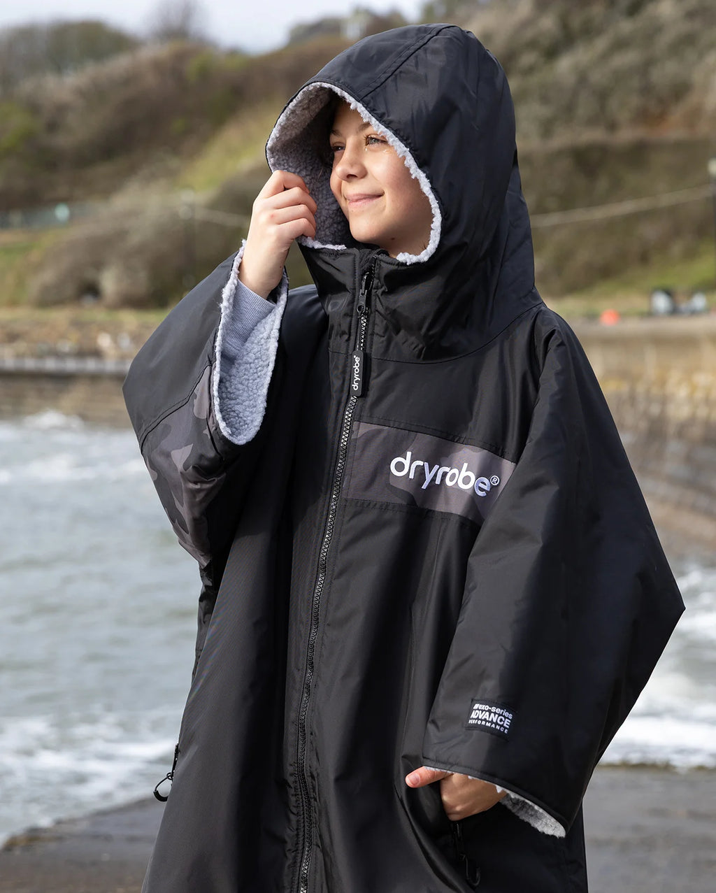 Black Grey Camo Easy-Fit Kids Advance Changing Robe - REMIX