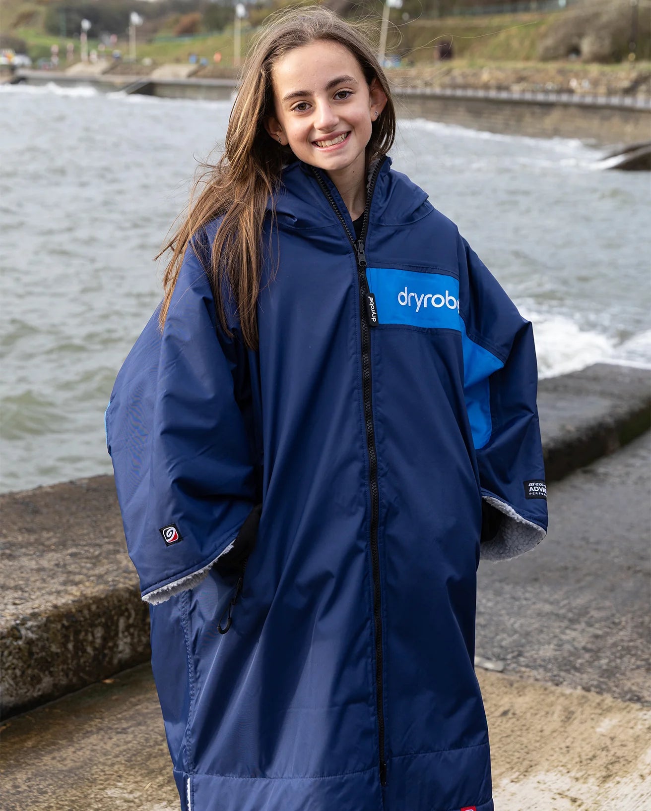 Navy Grey Cobalt Easy-Fit Kids Advance Changing Robe - REMIX