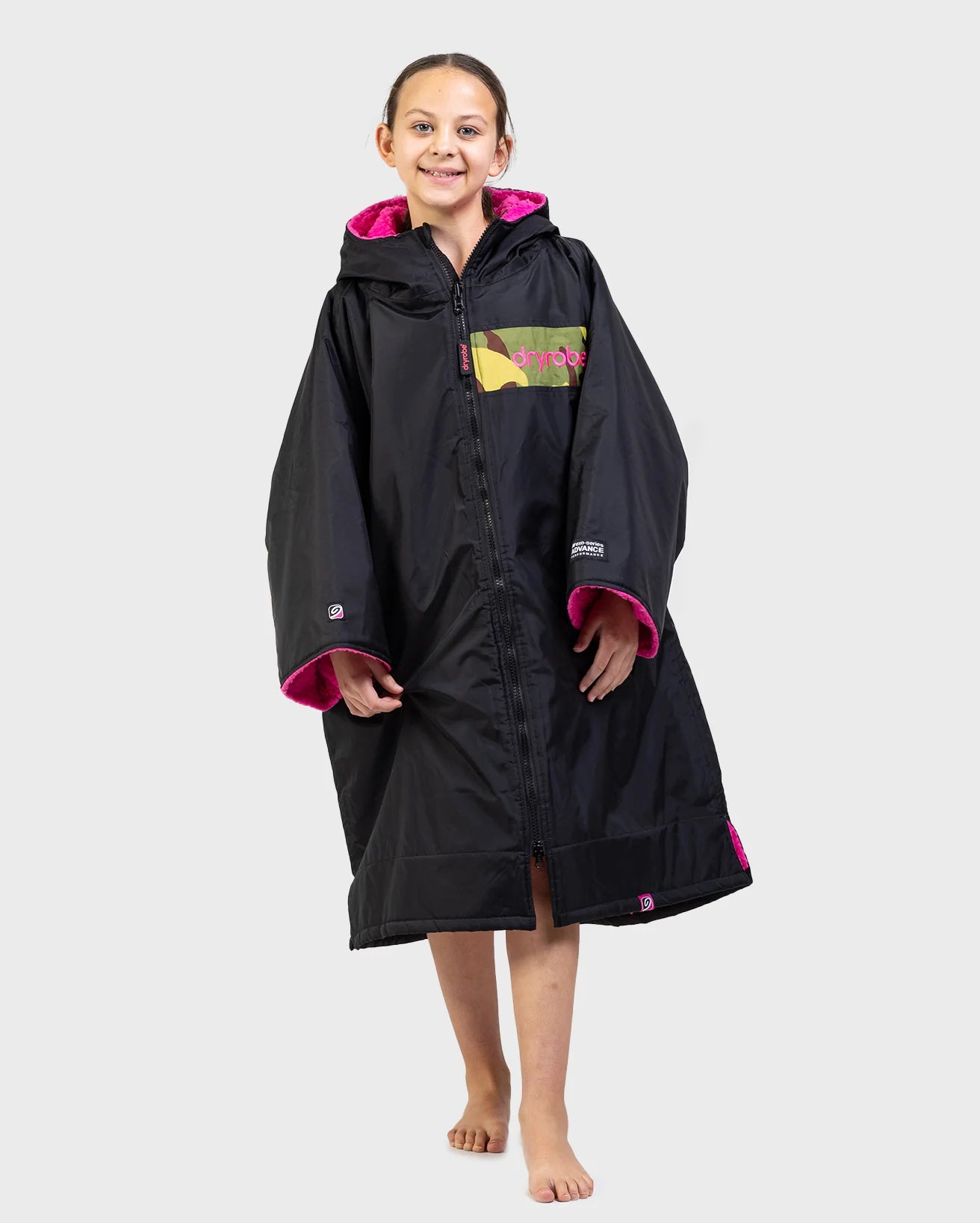 Black Camo Pink Easy-Fit Kids Advance Changing Robe - REMIX