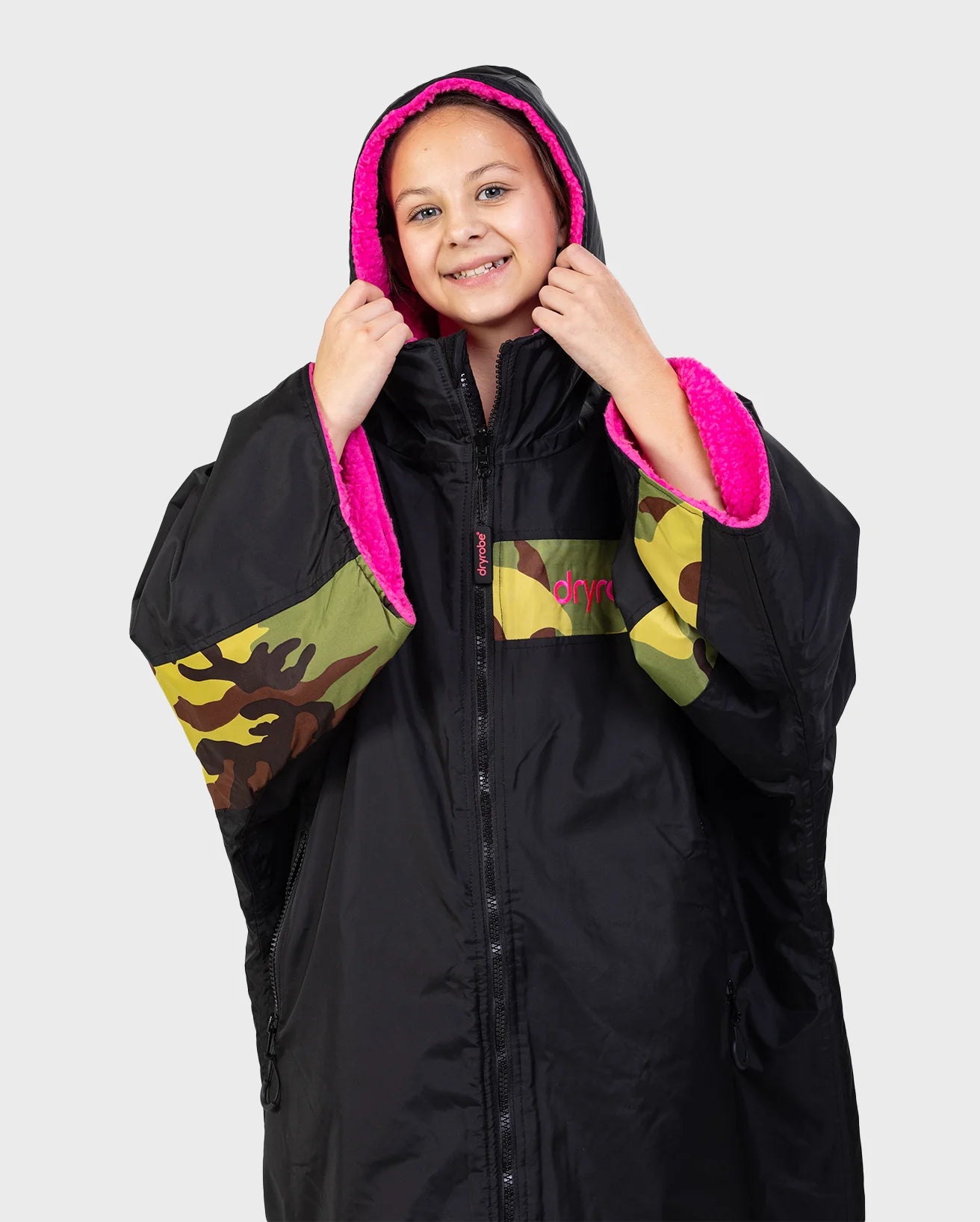 Black Camo Pink Easy-Fit Kids Advance Changing Robe - REMIX