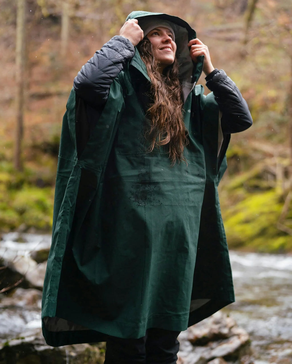 Dark Green One Size Rainproof Poncho