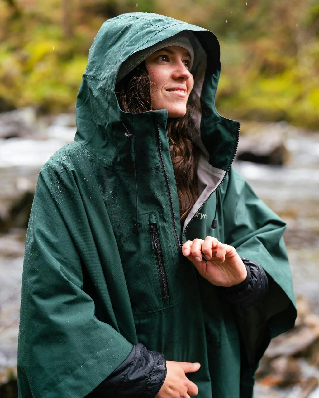 Dark Green One Size Rainproof Poncho
