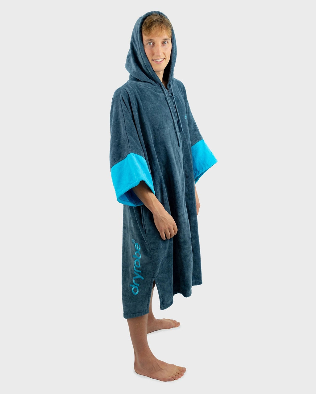 Slate Grey Blue Full-Zip Organic Towel Robe