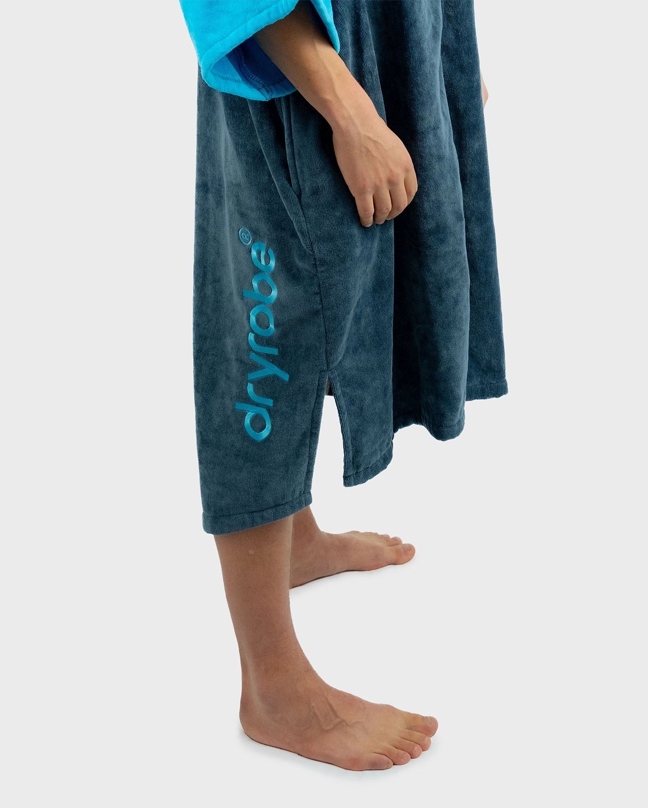 Slate Grey Blue Full-Zip Organic Towel Robe