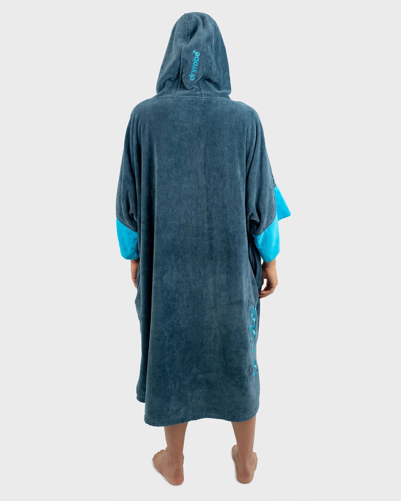 Slate Grey Blue Full-Zip Organic Towel Robe