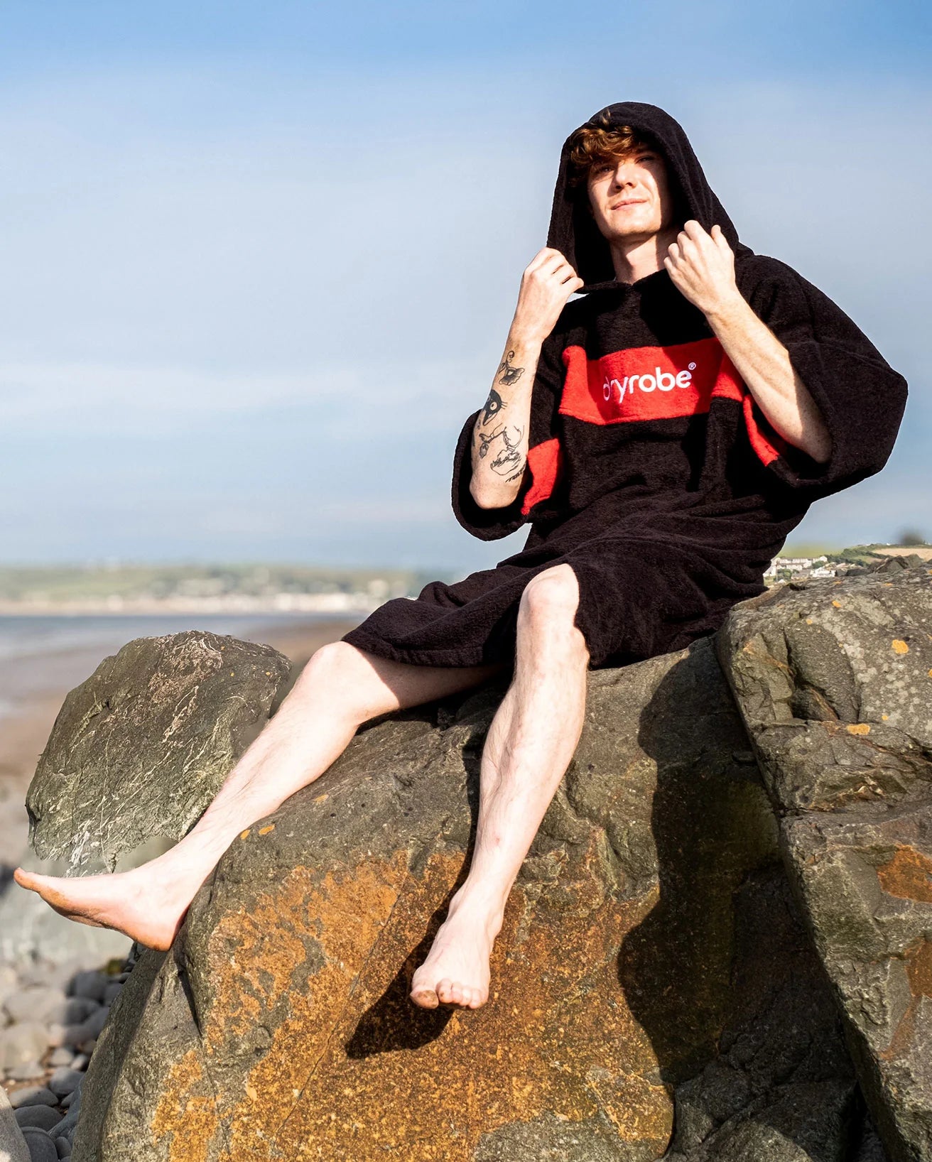 Black Red Organic Towel Changing Robe - REMIX