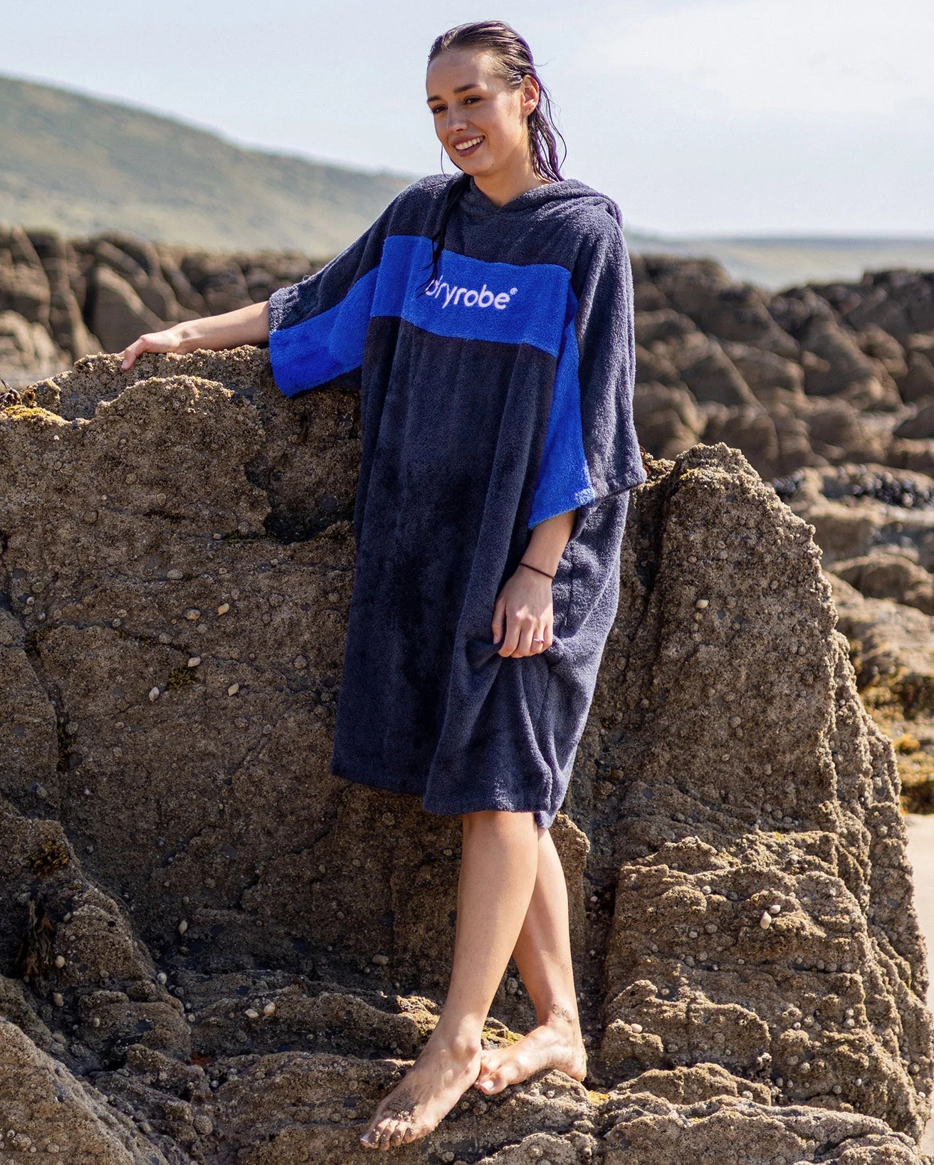 Navy Royal Blue Organic Towel Changing Robe - REMIX