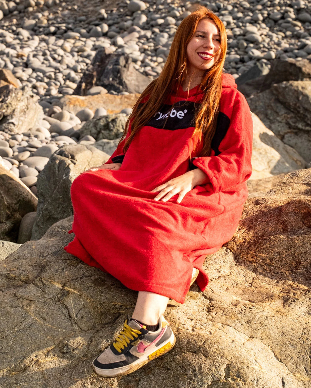 Red Black Organic Towel Changing Robe - REMIX