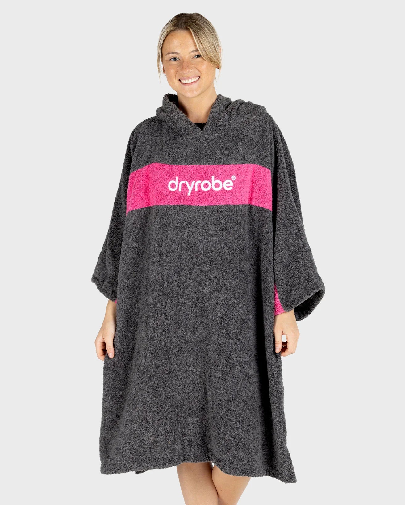 Slate Grey Pink Organic Towel Changing Robe - REMIX