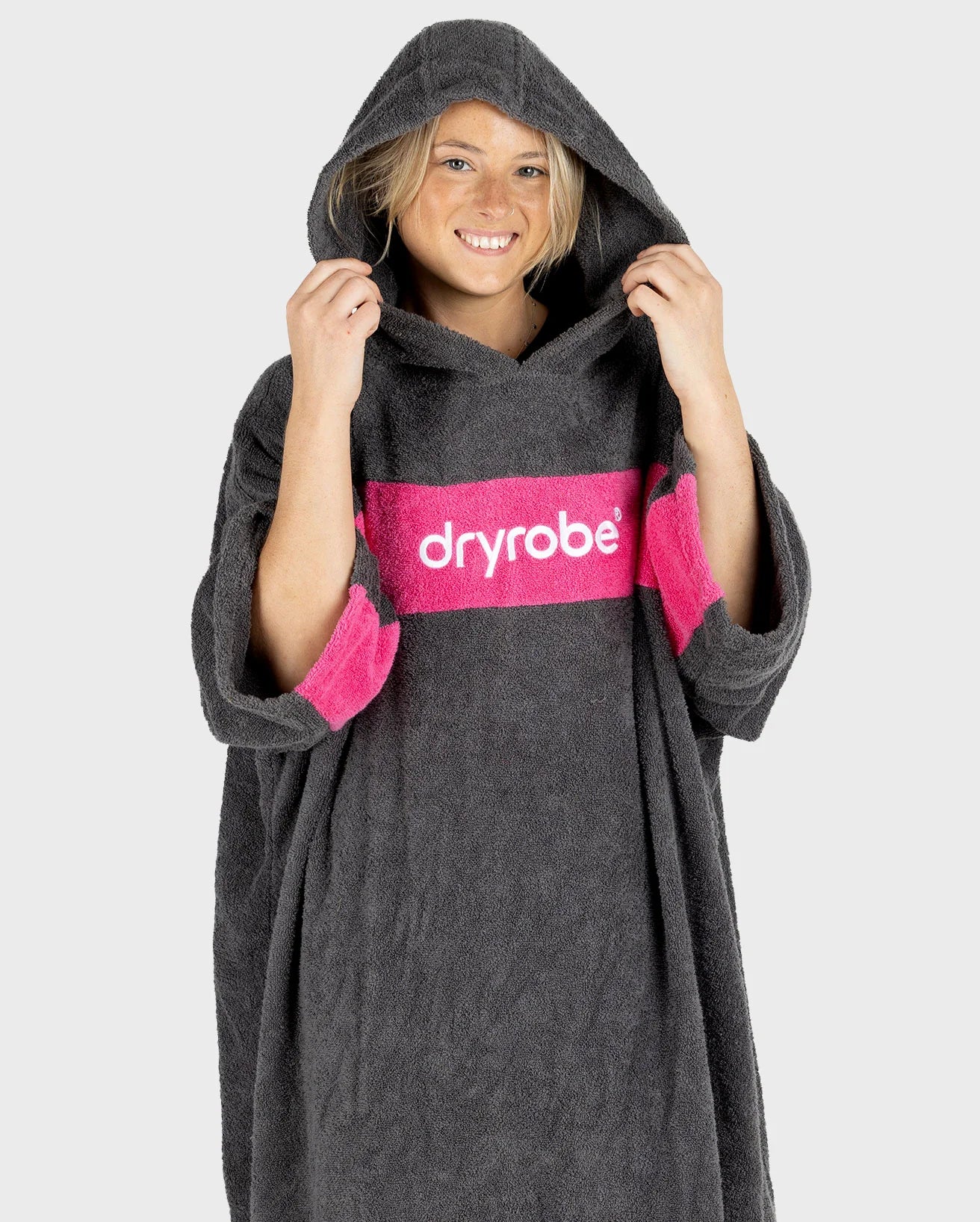 Slate Grey Pink Organic Towel Changing Robe - REMIX