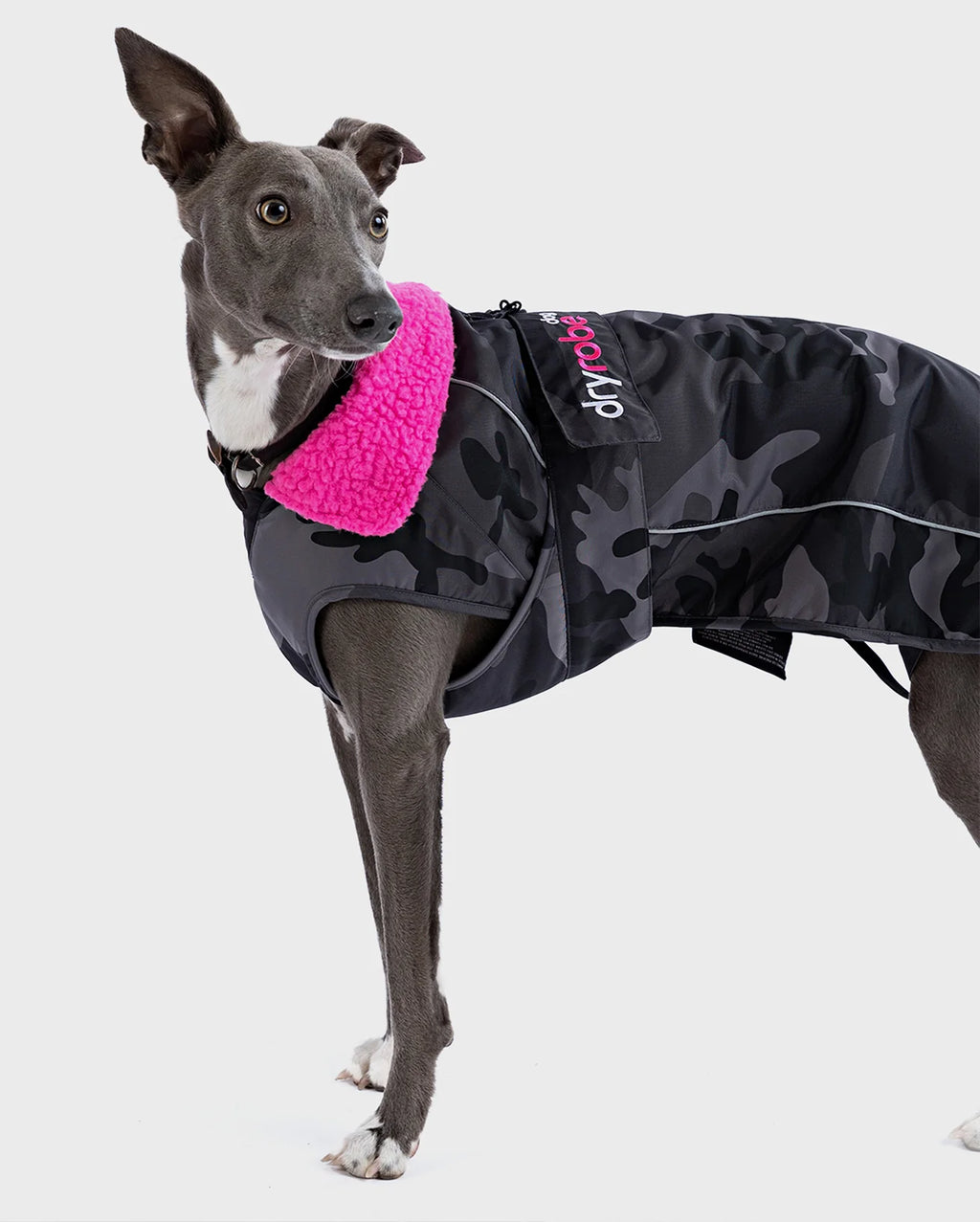 Black Camo Pink Dog Coat