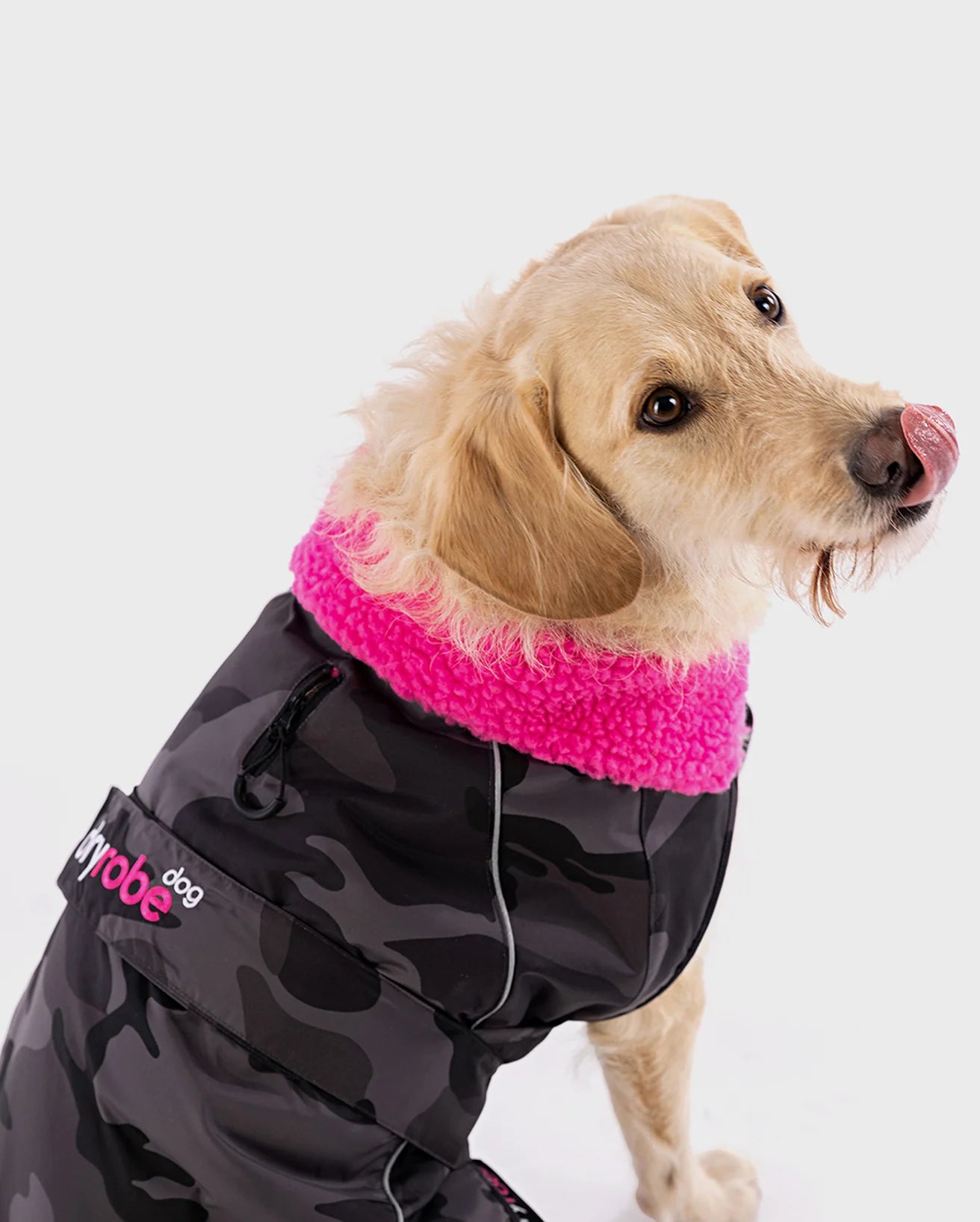Black Camo Pink Dog Coat
