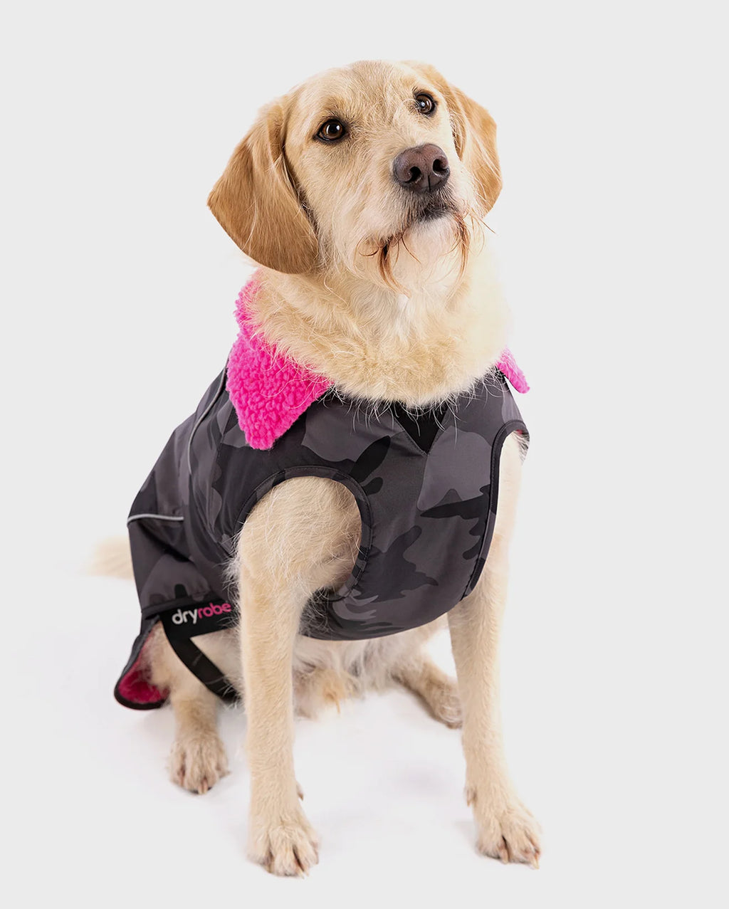 Black Camo Pink Dog Coat