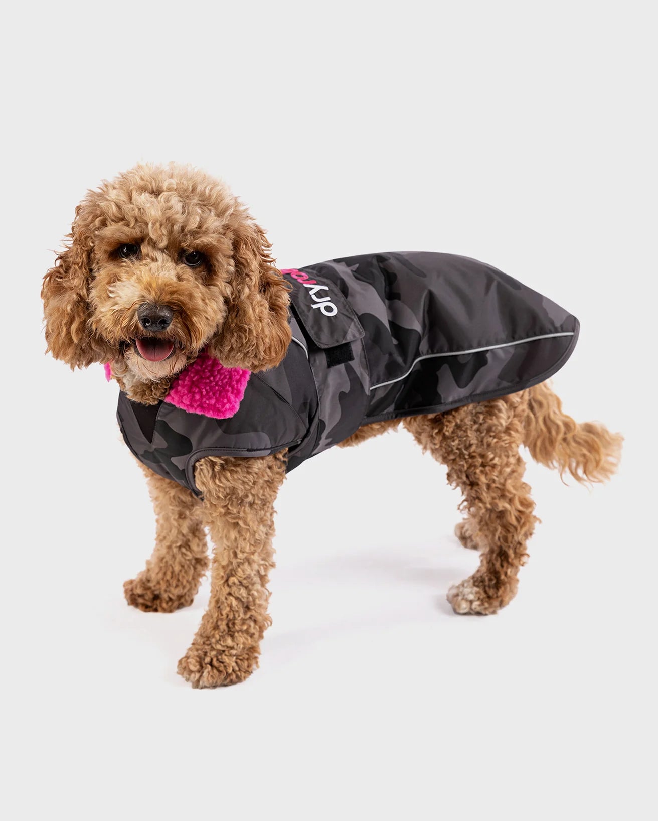 Black Camo Pink Dog Coat