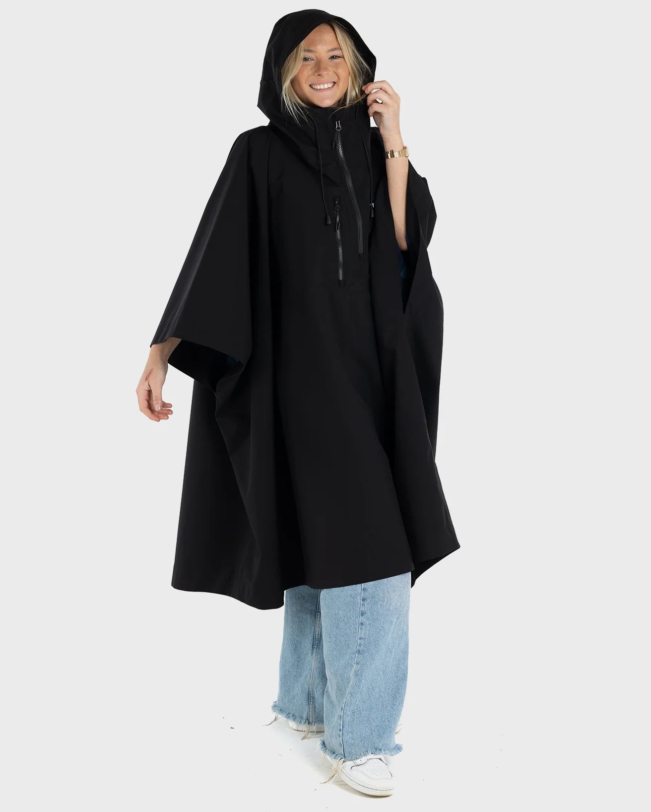 Black One Size Rainproof Poncho