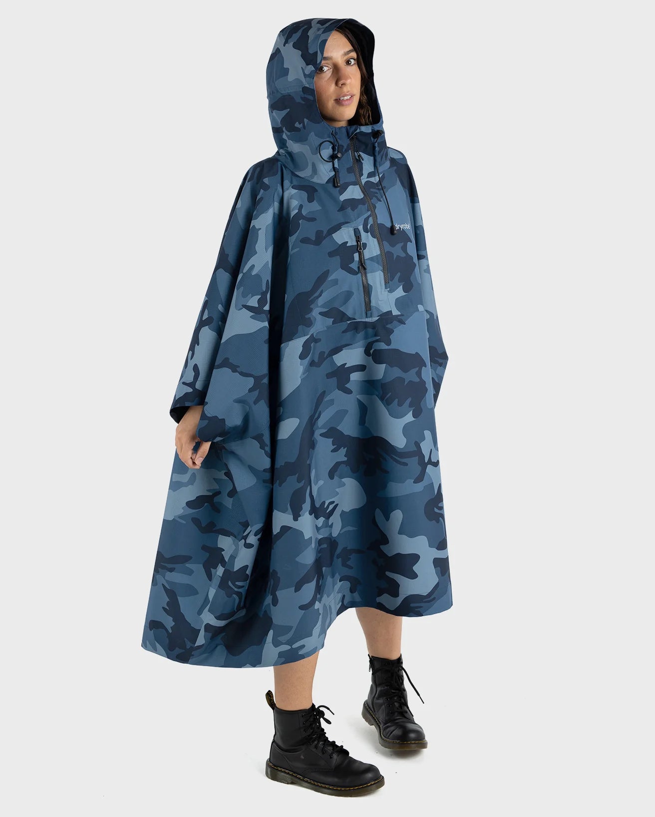 Blue Camo One Size Rainproof Poncho