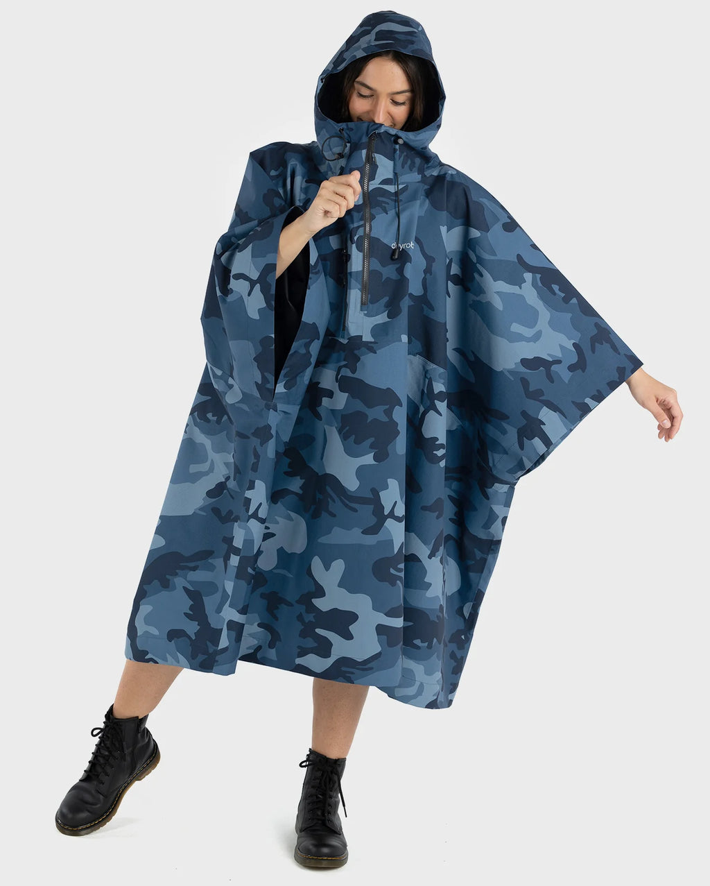 Blue Camo One Size Rainproof Poncho