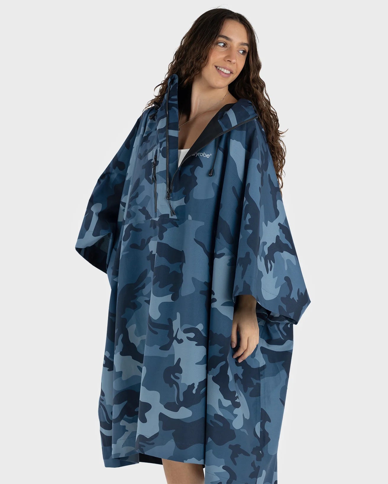 Blue Camo One Size Rainproof Poncho