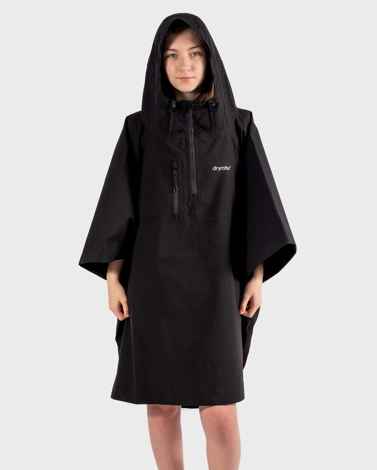 Black Rainproof Kids Poncho