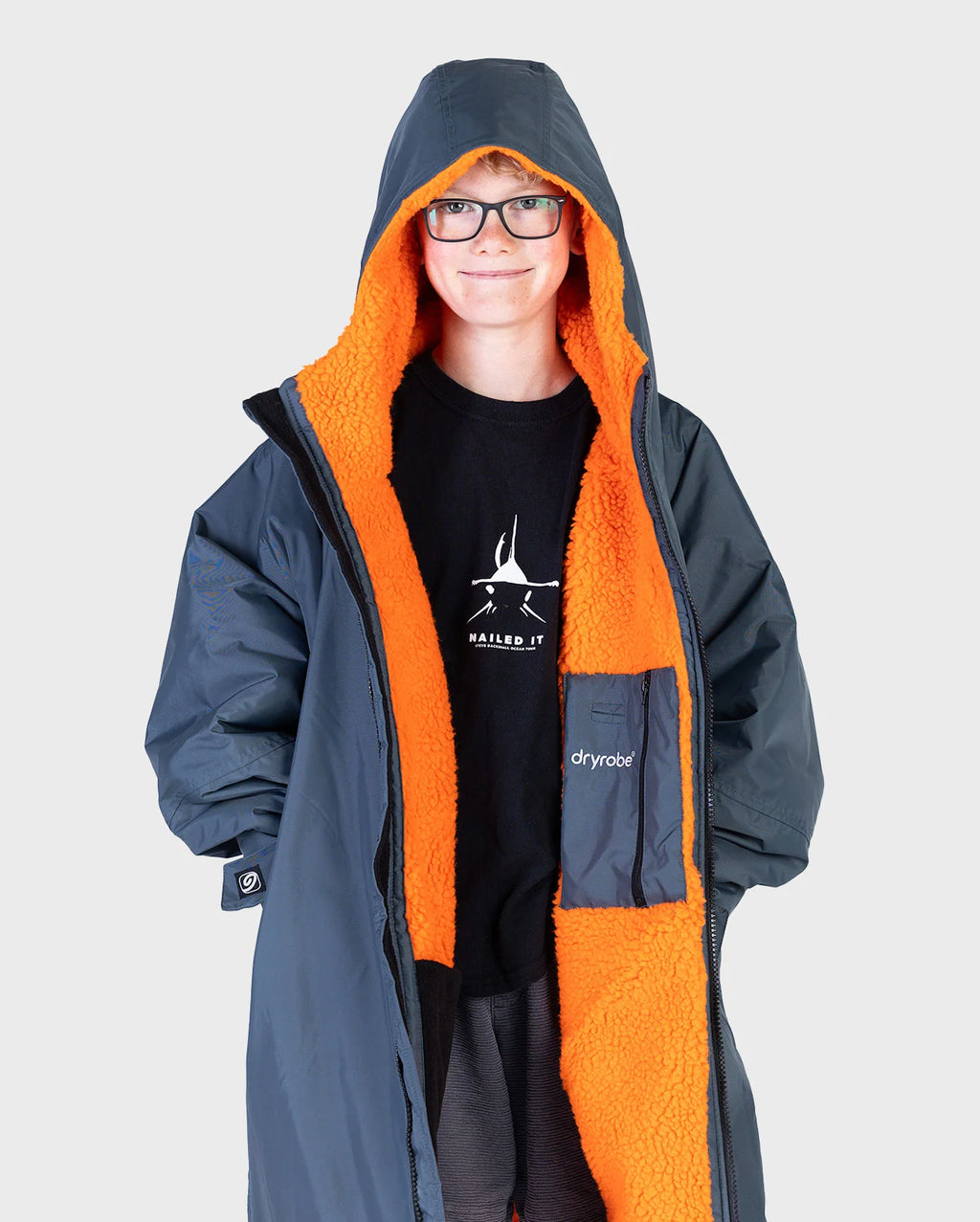 Dark Grey Orange Kids Advance Changing Robe
