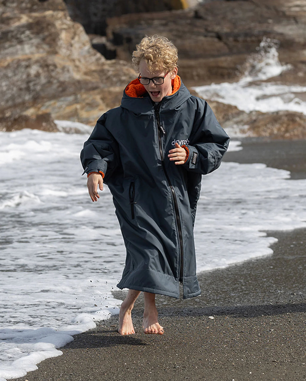 Dark Grey Orange Kids Advance Changing Robe