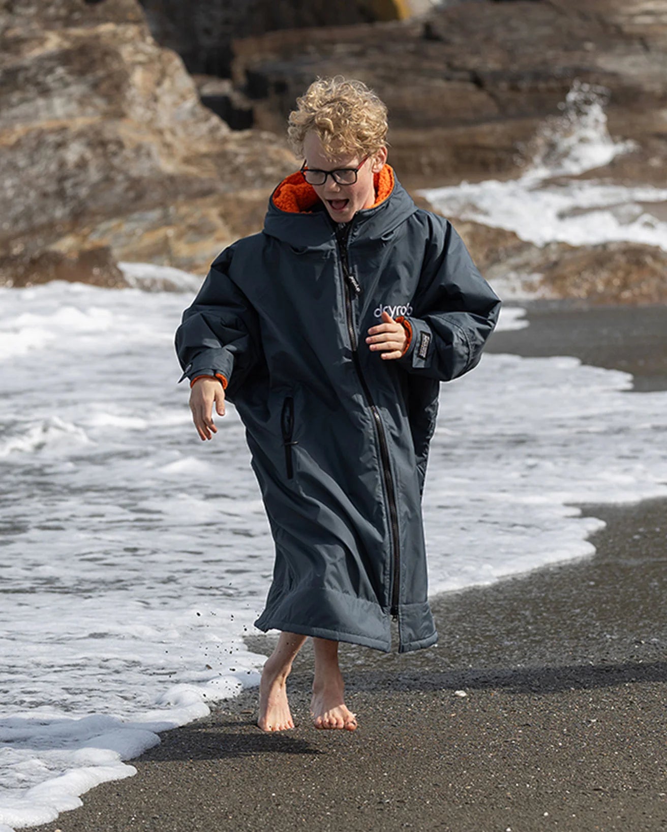 Dark Grey Orange Kids Advance Changing Robe