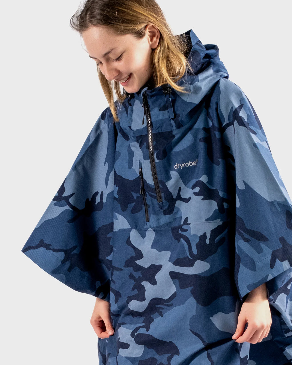 Blue Camo Rainproof Kids Poncho