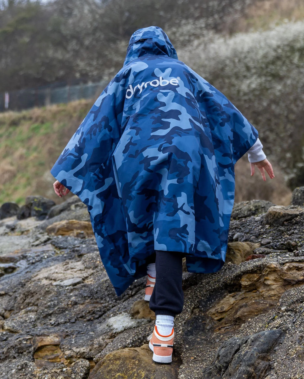 Blue Camo Rainproof Kids Poncho