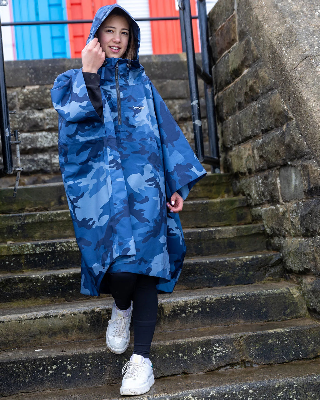 Blue Camo Rainproof Kids Poncho