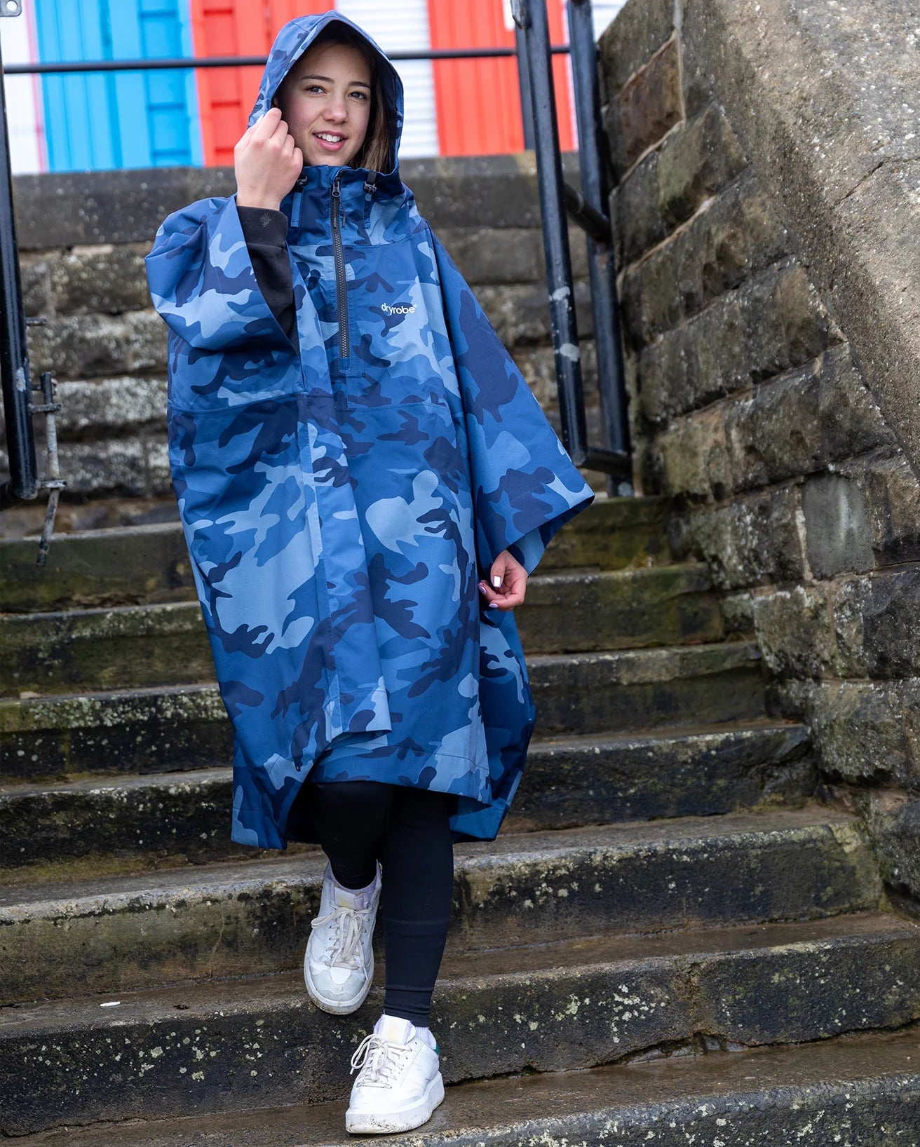 Blue Camo Rainproof Kids Poncho