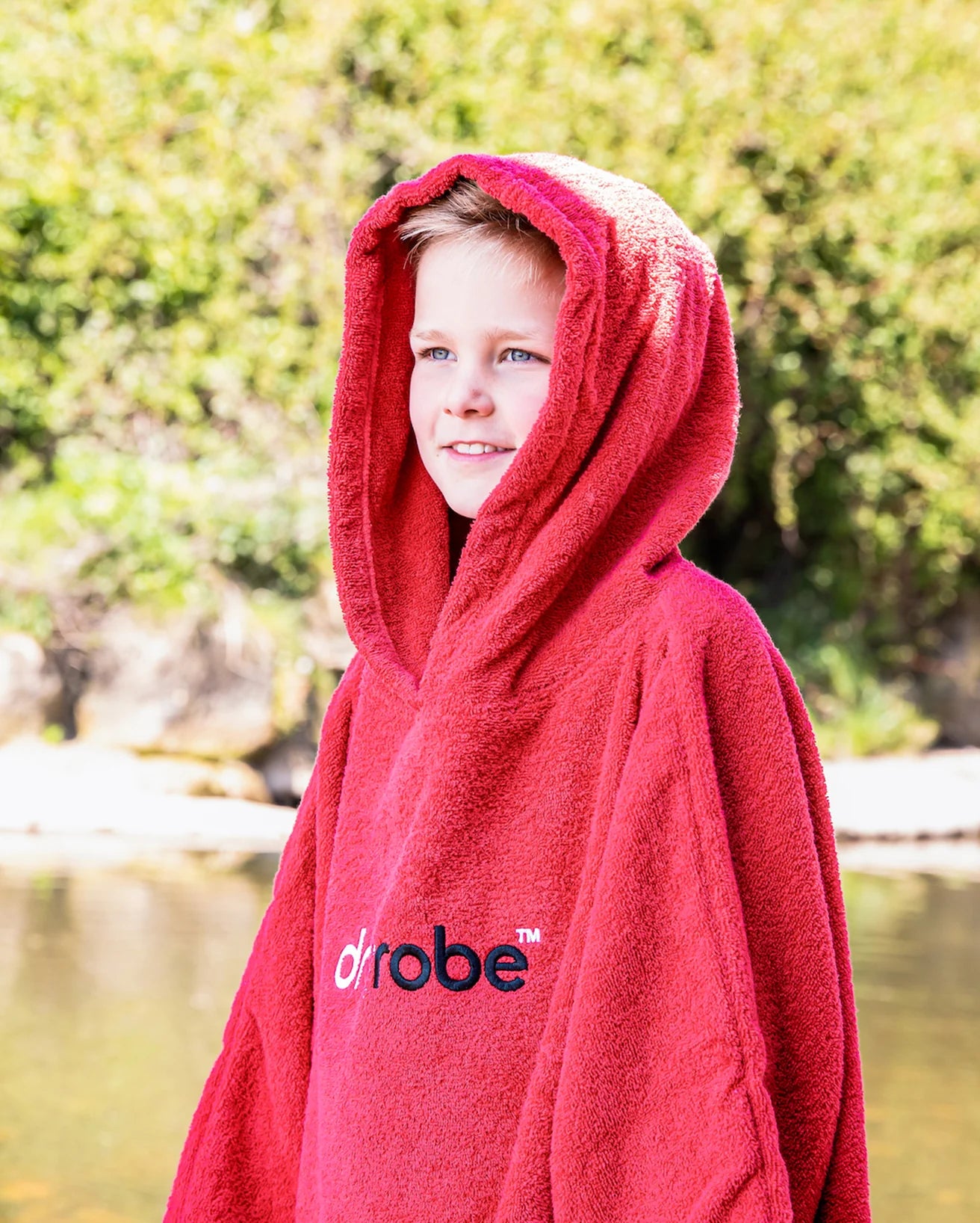 Red Kids Organic Towel Changing Robe